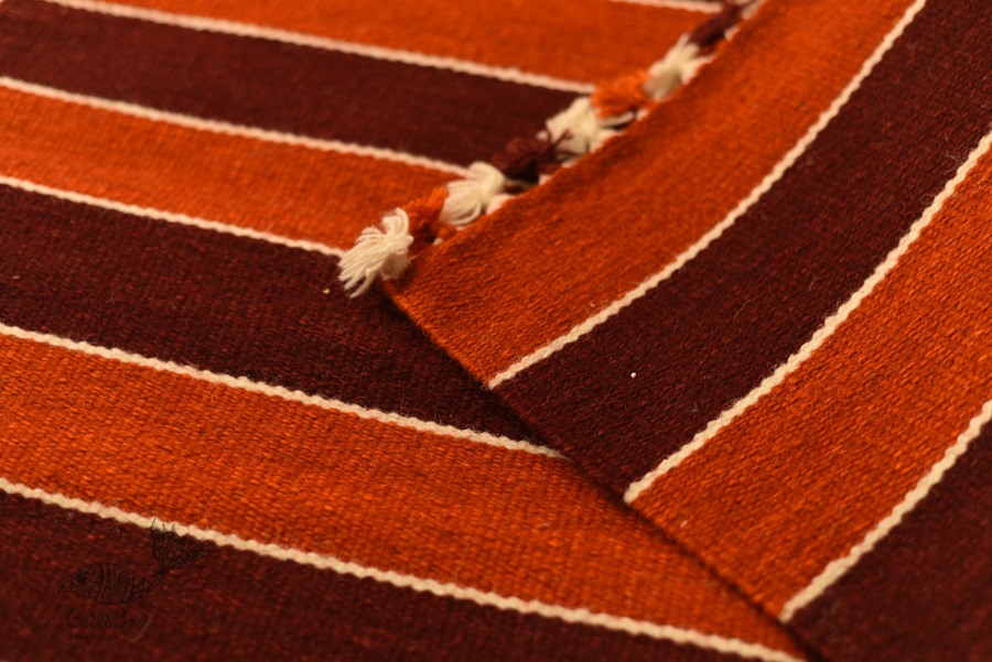 hand woven woolen durri - Horizontal Stripes