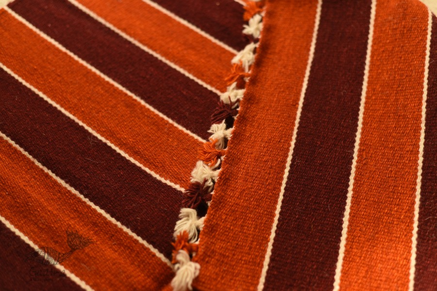 hand woven woolen durri - Horizontal Stripes