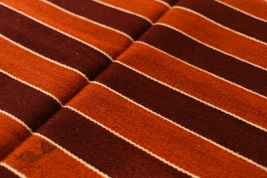 hand woven woolen durri - Horizontal Stripes