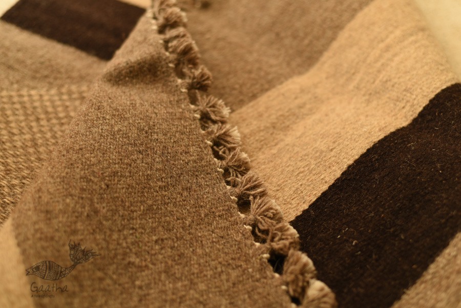 hand woven woolen durrie ~ Light Beige 