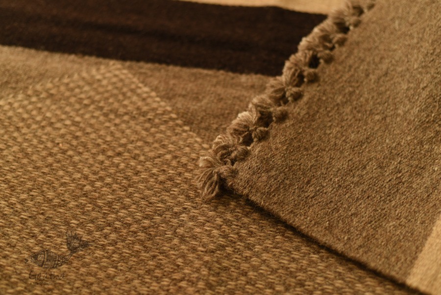 hand woven woolen durrie ~ Light Beige 