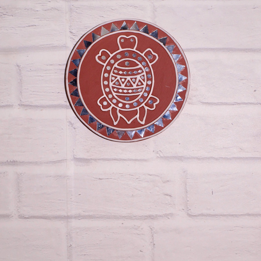 Shop Kutch Lippan Mud Work Tortoise 10 inches Round Wall Plate - Terracotta