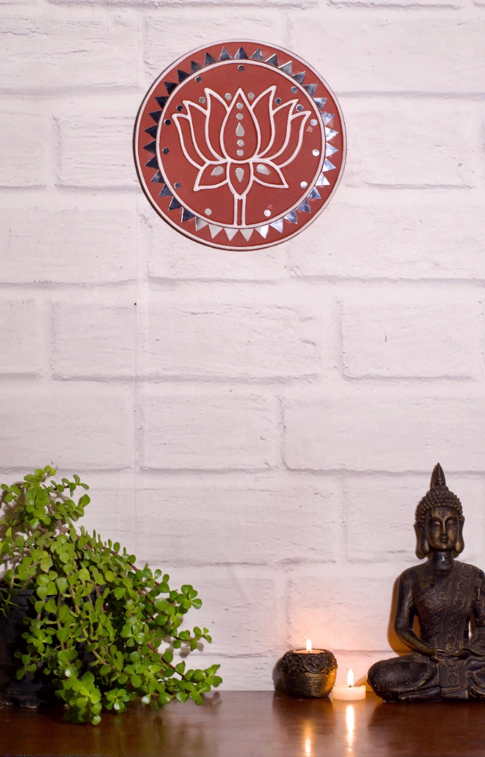 Shop Kutch Lippan Mud Work Lotus - Terracotta