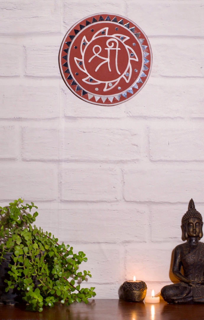 Shop Handmade ~ Kutch Lippan Mud Work Shree- Terracotta