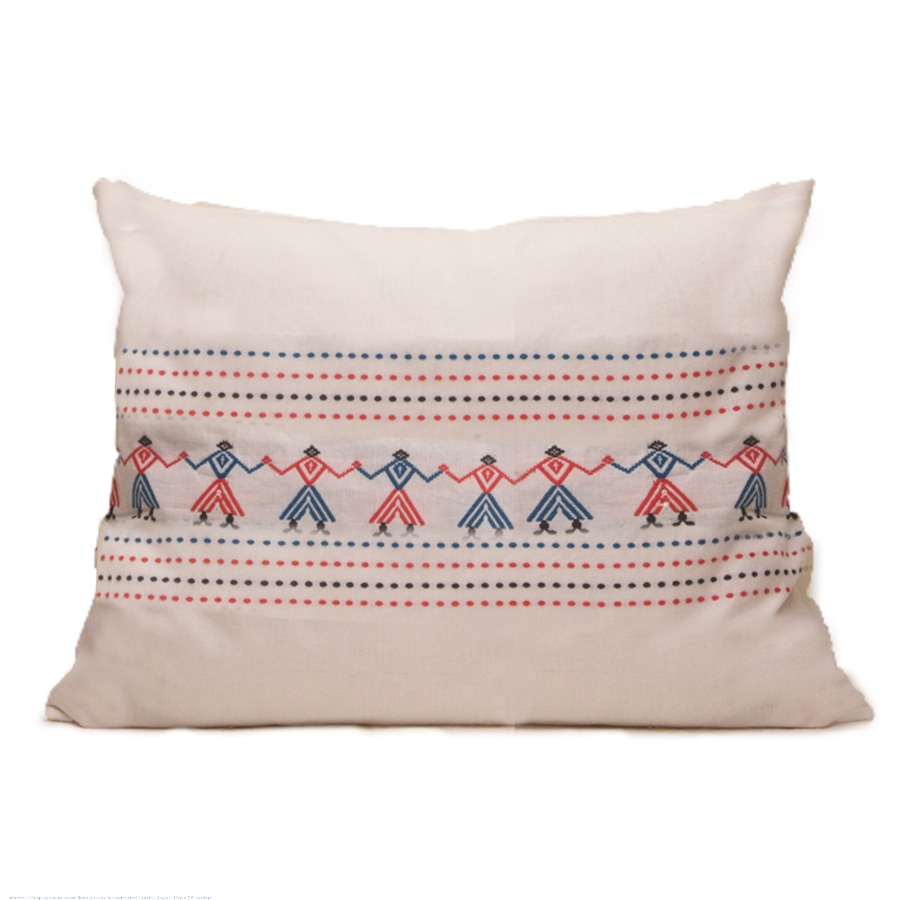 Shop  Asomiya Handwoven Cotton Cushion Cover with all-over Tribal motif 14 x 20 inches
