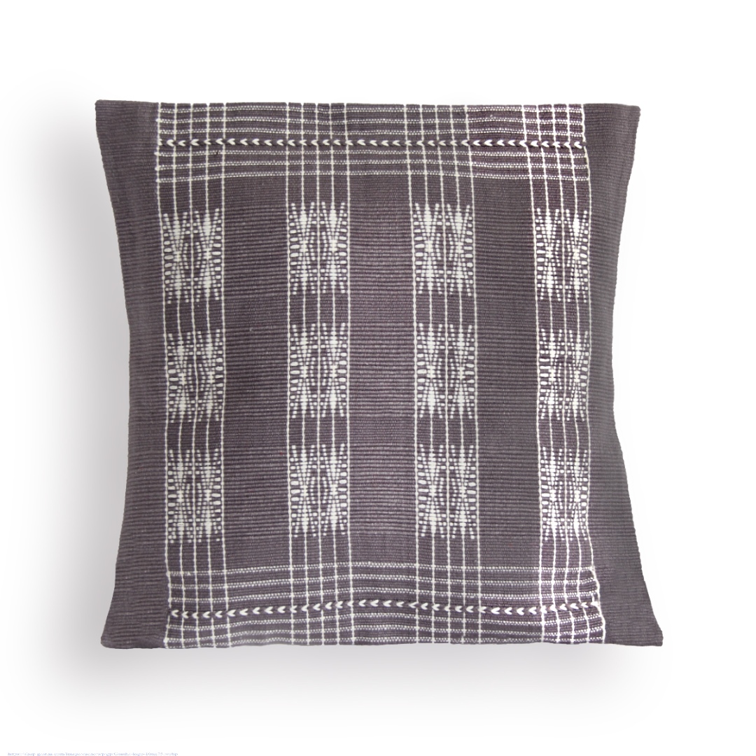 Shop Handwoven Pamo Grey and White Tribal Cushion Cover