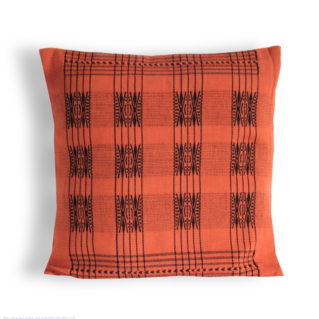Shop Handwoven Pamo Orange and Black Tribal Cushion Cover