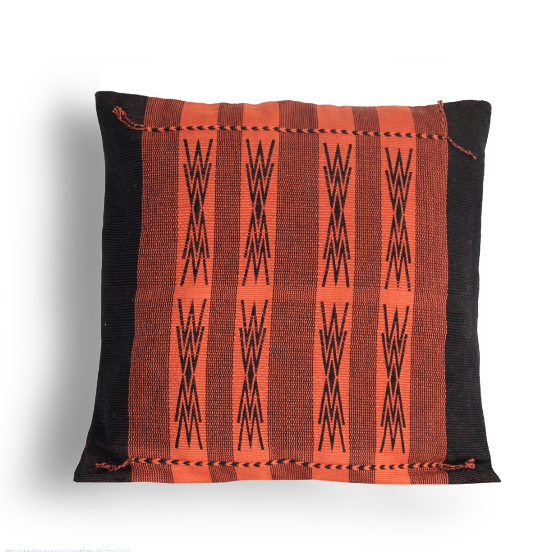 Shop Handwoven Japfu Orange and Black Tribal Cushion Cover