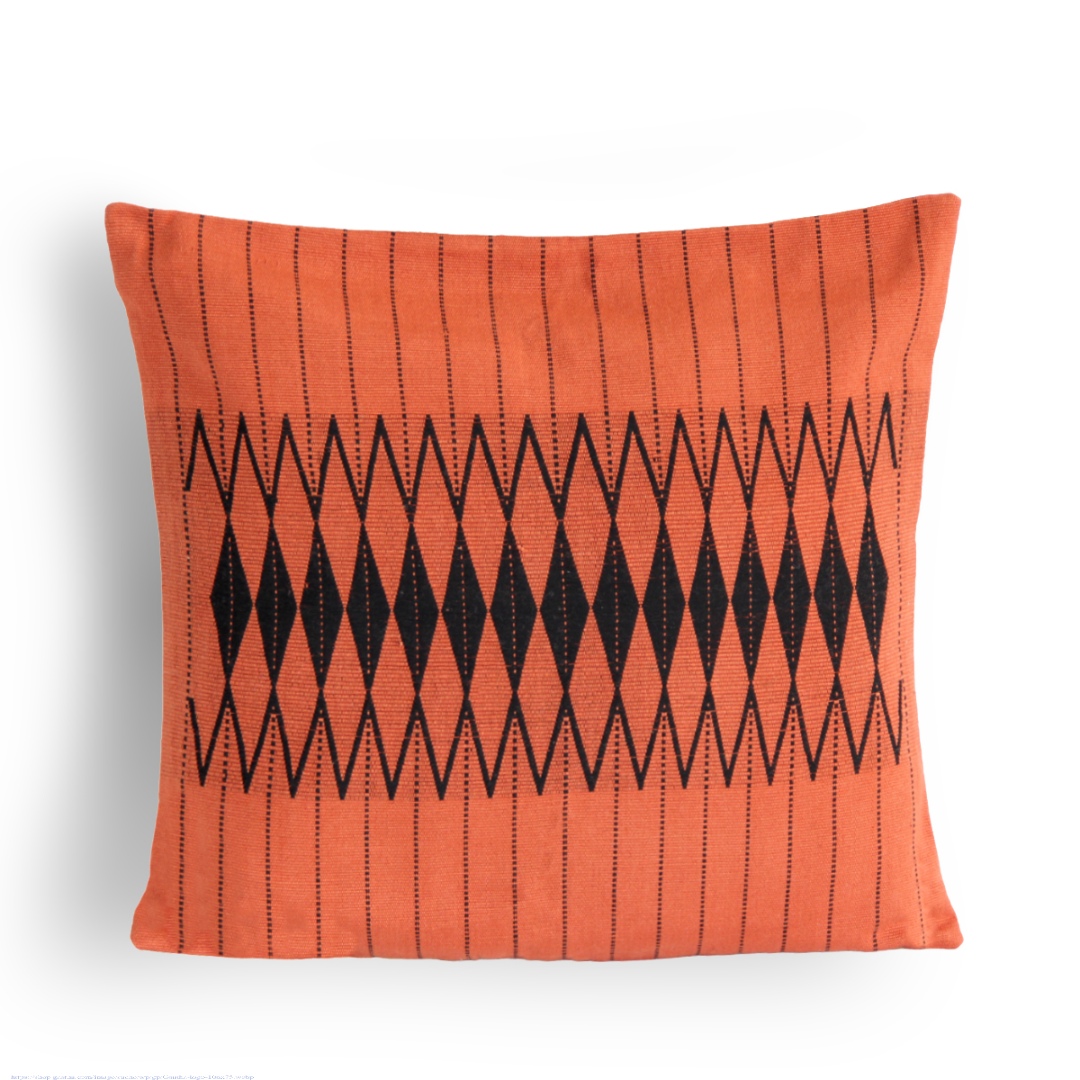 Shop Handwoven Kalabaka Orange and Black Tribal Cushion Cover