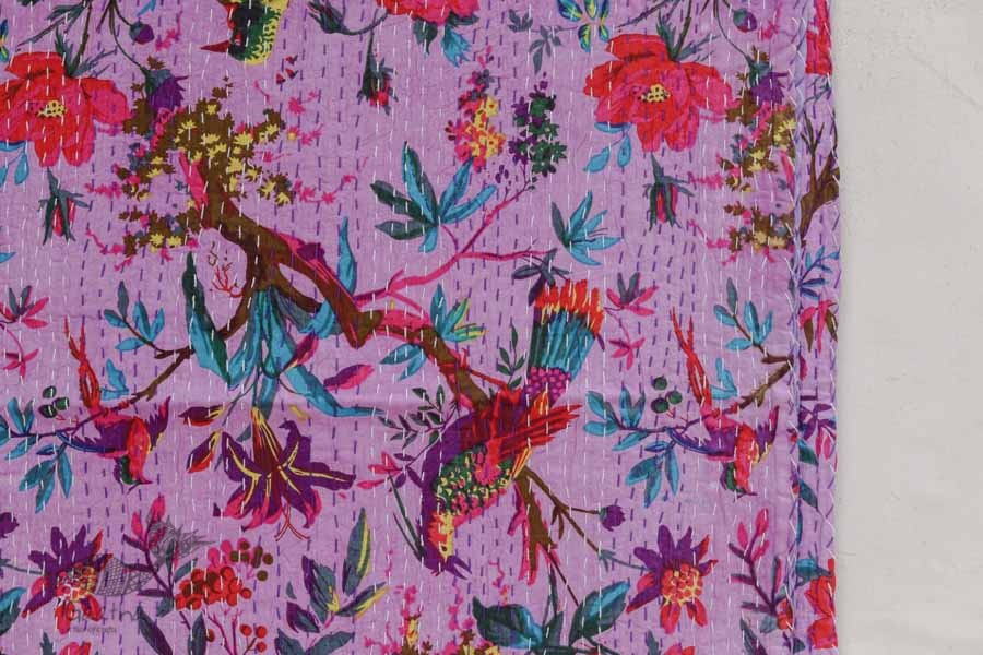 टांका - Embroidered Cotton Bed cover { Double bed } ~ 8