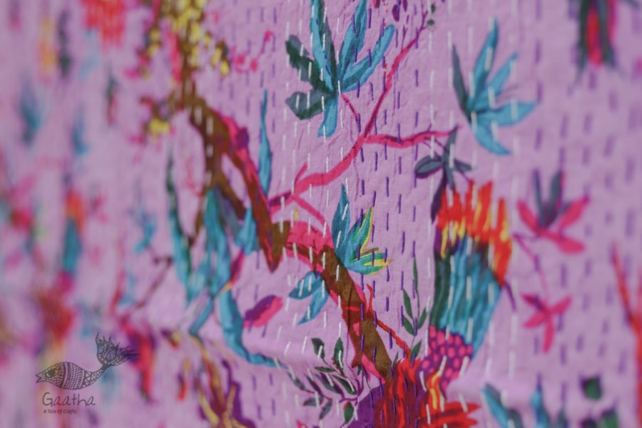 टांका - Embroidered Cotton Bed cover { Double bed } ~ 8