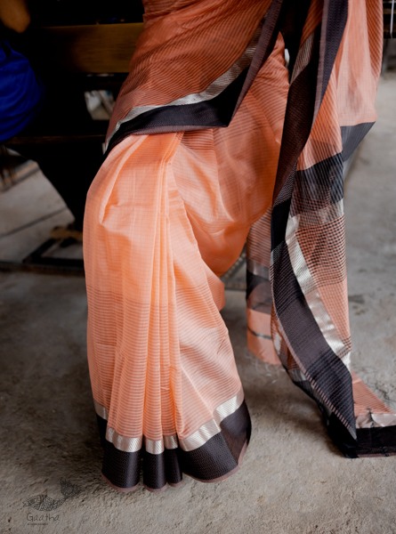 shop Maheshwari Handloom Cotton Silk Saree - peach color