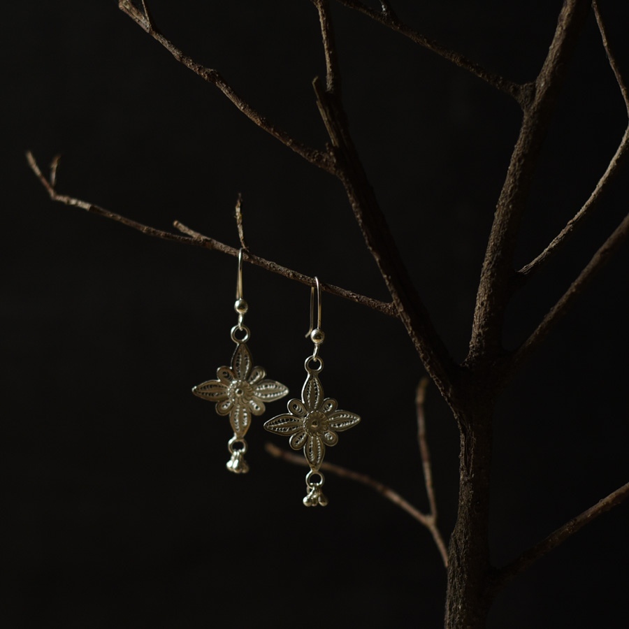 Shop Handcrafted Silver Earring - Flower 