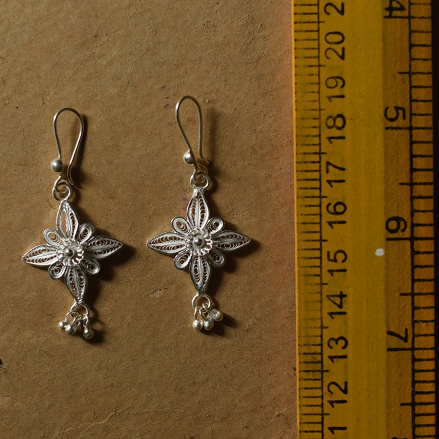 Shop Handcrafted Silver Earring - Flower 