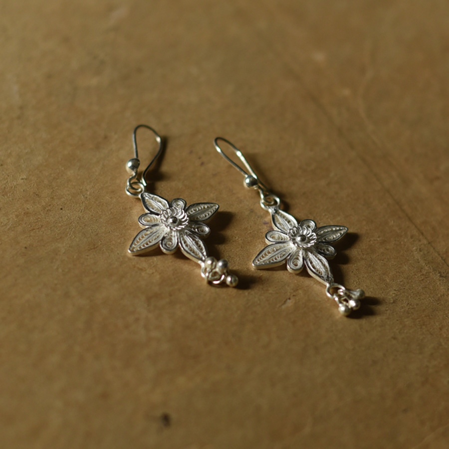 Shop Handcrafted Silver Earring - Flower 