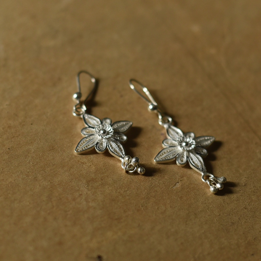 Shop Handcrafted Silver Earring - Flower 