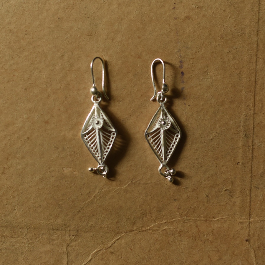 Shop Filigree Silver Earring ~ Dimond Shape