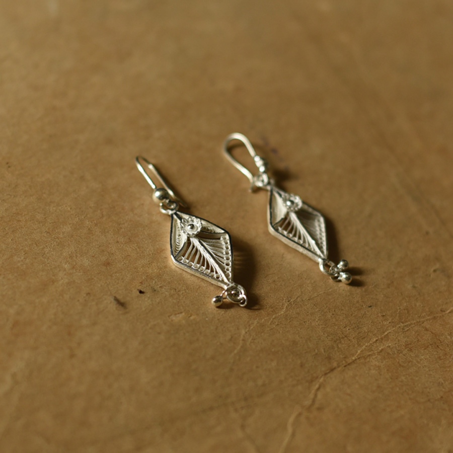 Shop Filigree Silver Earring ~ Dimond Shape