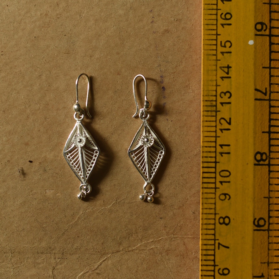 Shop Filigree Silver Earring ~ Dimond Shape