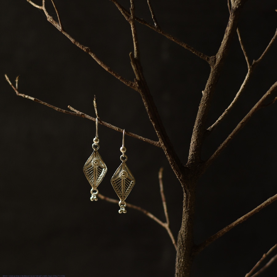 Shop Filigree Silver Earring ~ Dimond Shape