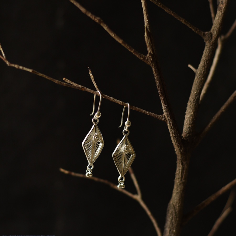Shop Filigree Silver Earring ~ Dimond Shape
