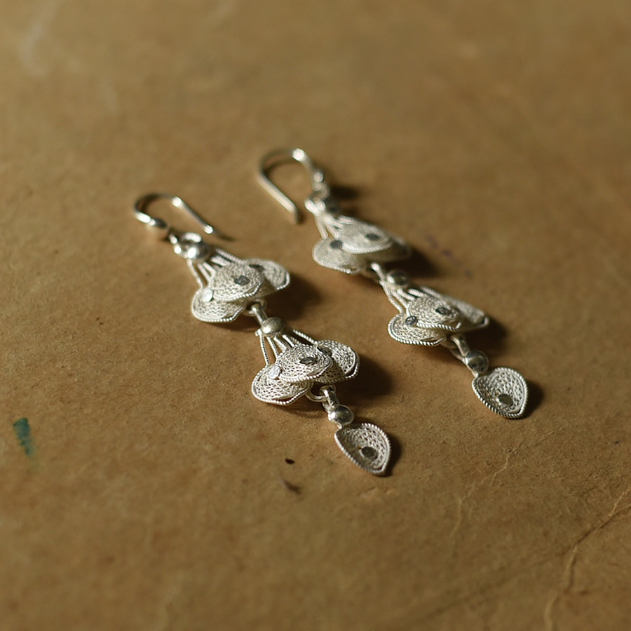 Shop Filigree Silver Earring - Peacock Feather