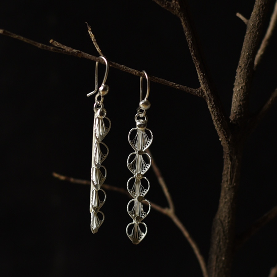 Shop Handcrafted Filigree Silver Earring - Heart Shape