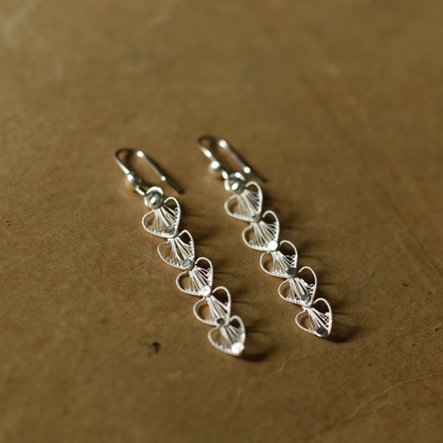 Shop Handcrafted Filigree Silver Earring - Heart Shape