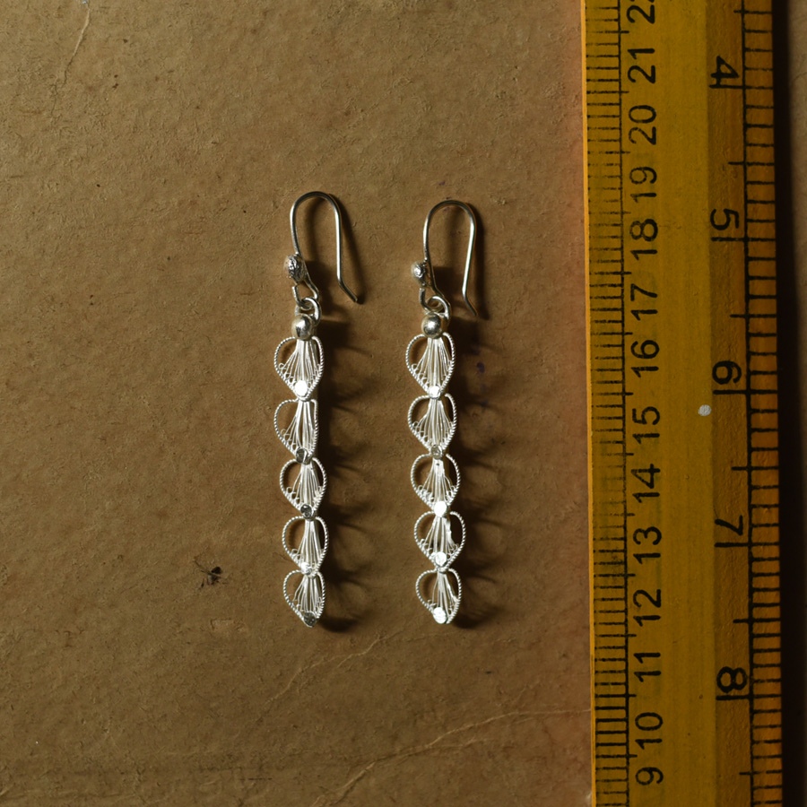 Shop Handcrafted Filigree Silver Earring - Heart Shape