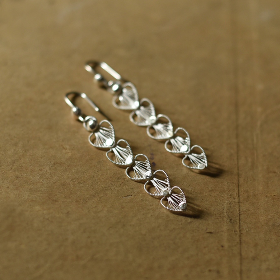 Shop Handcrafted Filigree Silver Earring - Heart Shape