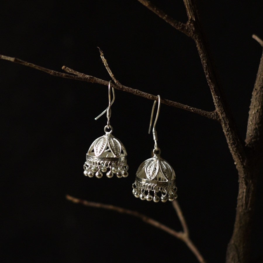 Shop Filigree Crafted Silver Jhumka Earring 