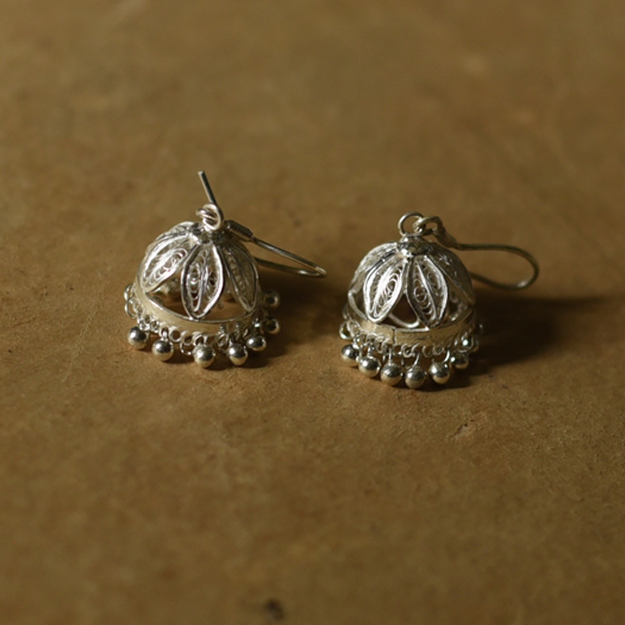 Shop Filigree Crafted Silver Jhumka Earring 