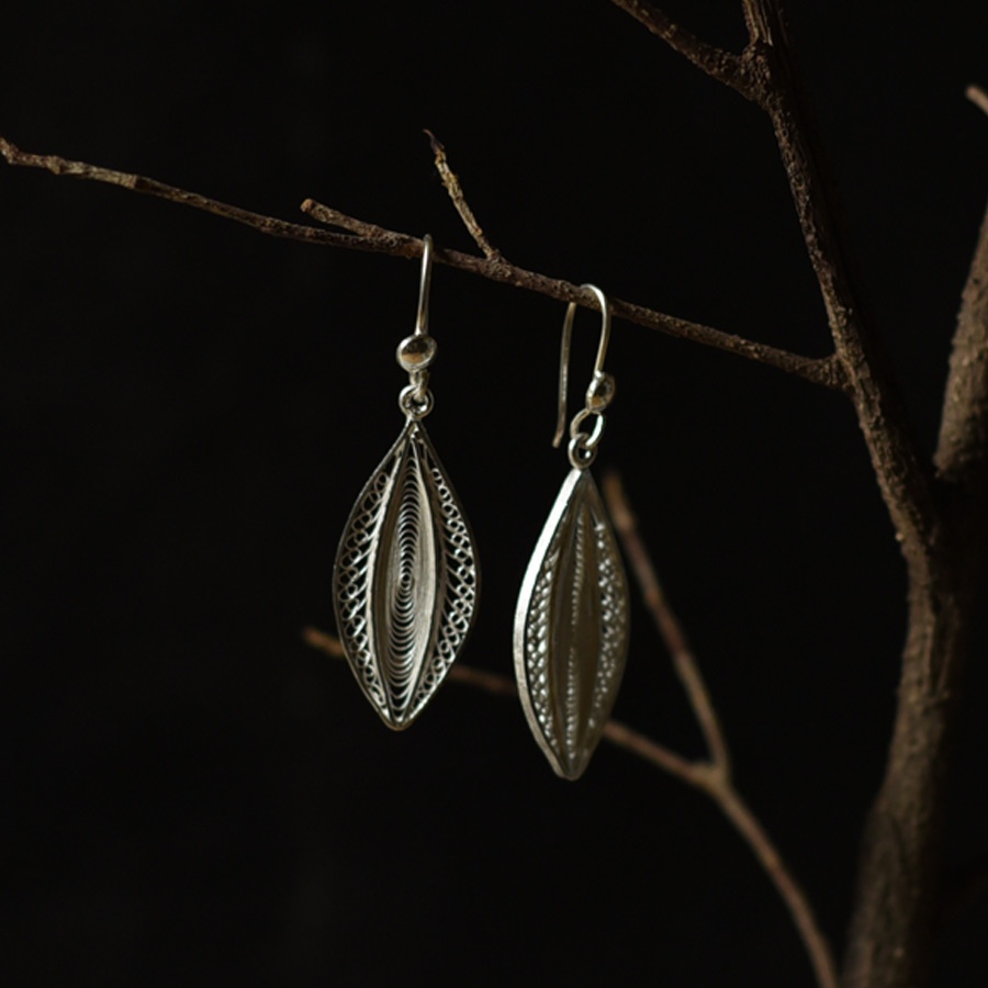 Shop Handcrafted Silver Earrings - Leaf Shape 