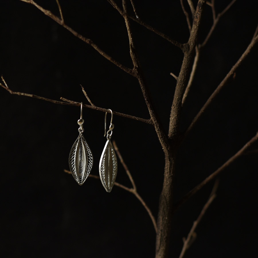 Shop Handcrafted Silver Earrings - Leaf Shape 