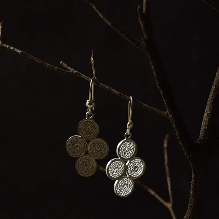 Shop Handcrafted Silver Earring  Four Circle