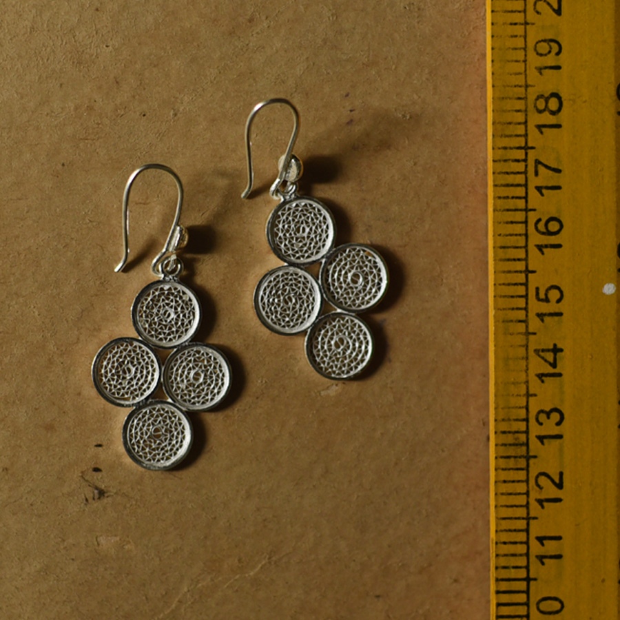 Shop Handcrafted Silver Earring  Four Circle