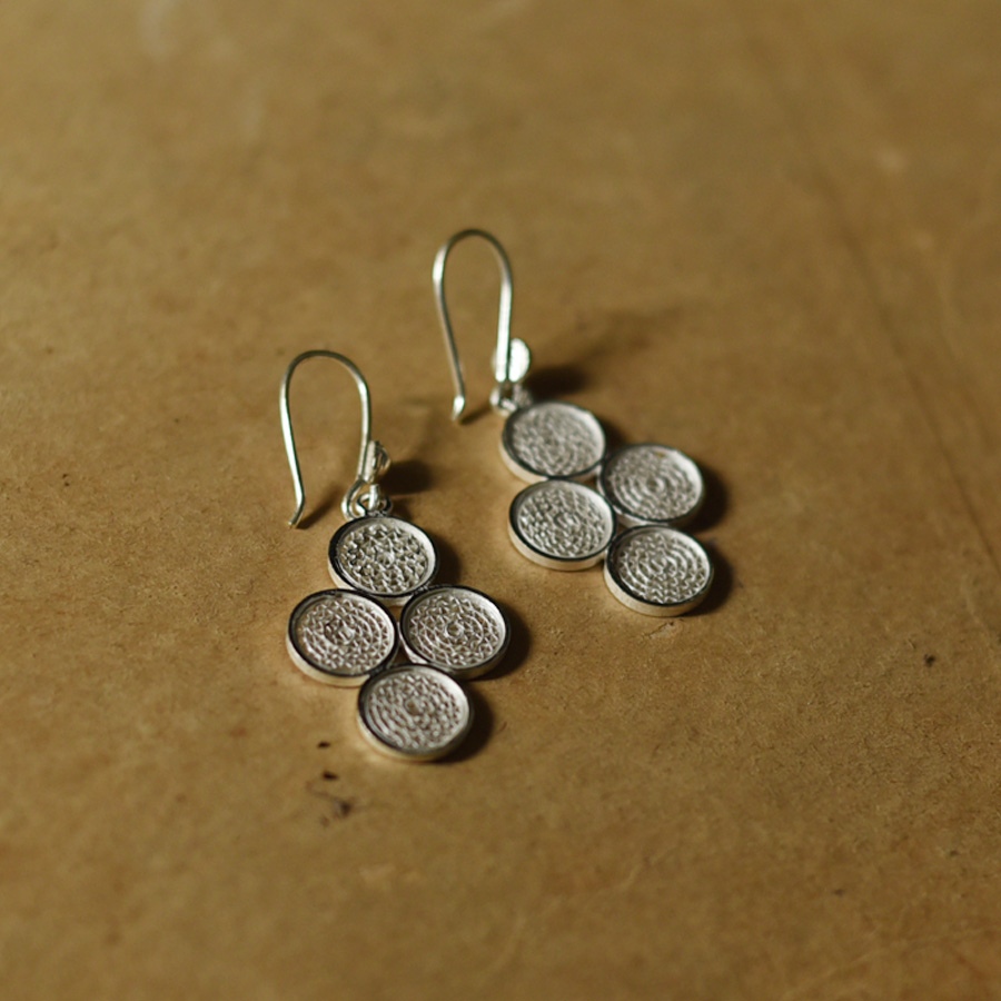 Shop Handcrafted Silver Earring  Four Circle