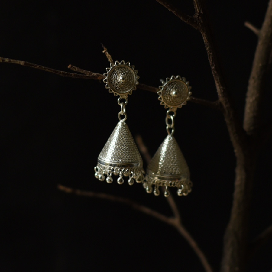 Shop Handcrafted Silver Earring - Jhumka 