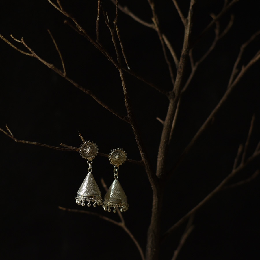 Shop Handcrafted Silver Earring - Jhumka 