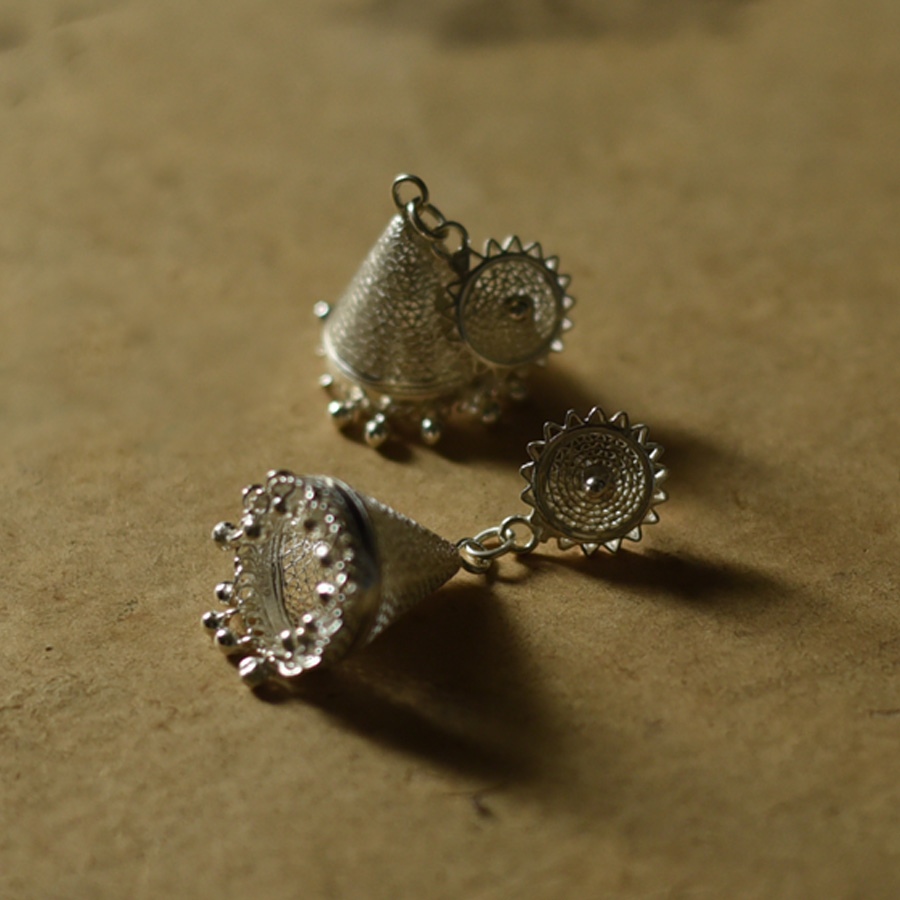Shop Handcrafted Silver Earring - Jhumka 