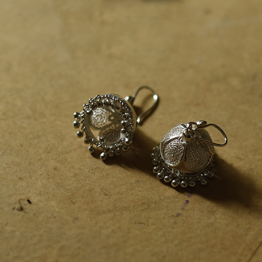 Shop Filigree Handcrafted Silver Earring - Jhumka