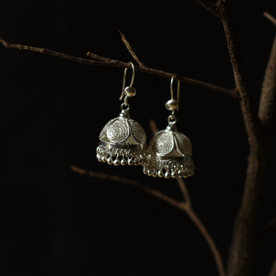 Shop Filigree Handcrafted Silver Earring - Jhumka