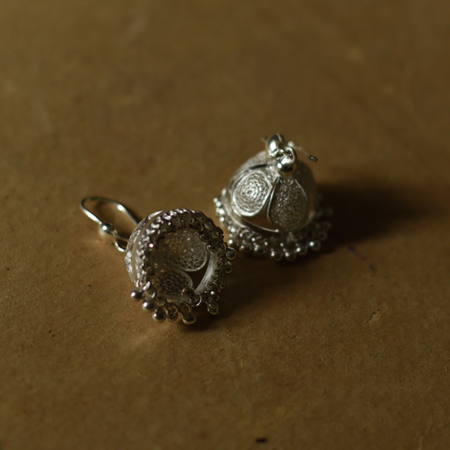 Shop Filigree Handcrafted Silver Earring - Jhumka