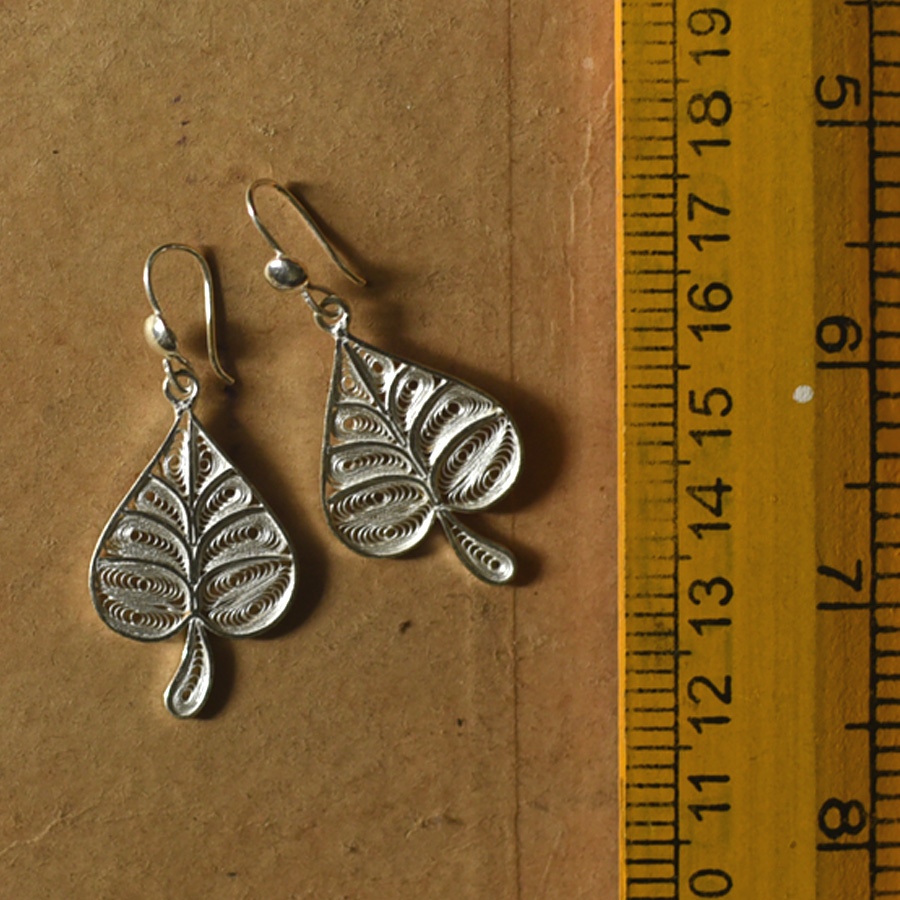 Shop Handcrafted Filigree Silver Earring - Paan