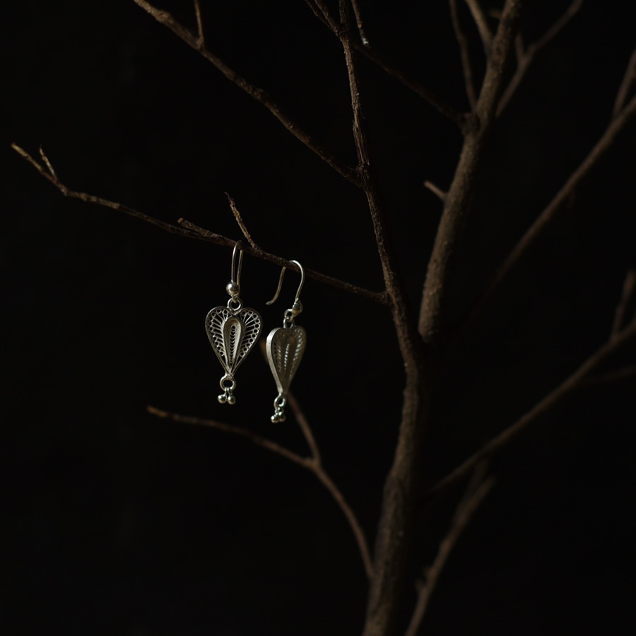 Shop Handcrafted Silver Earring - Heart Shape 