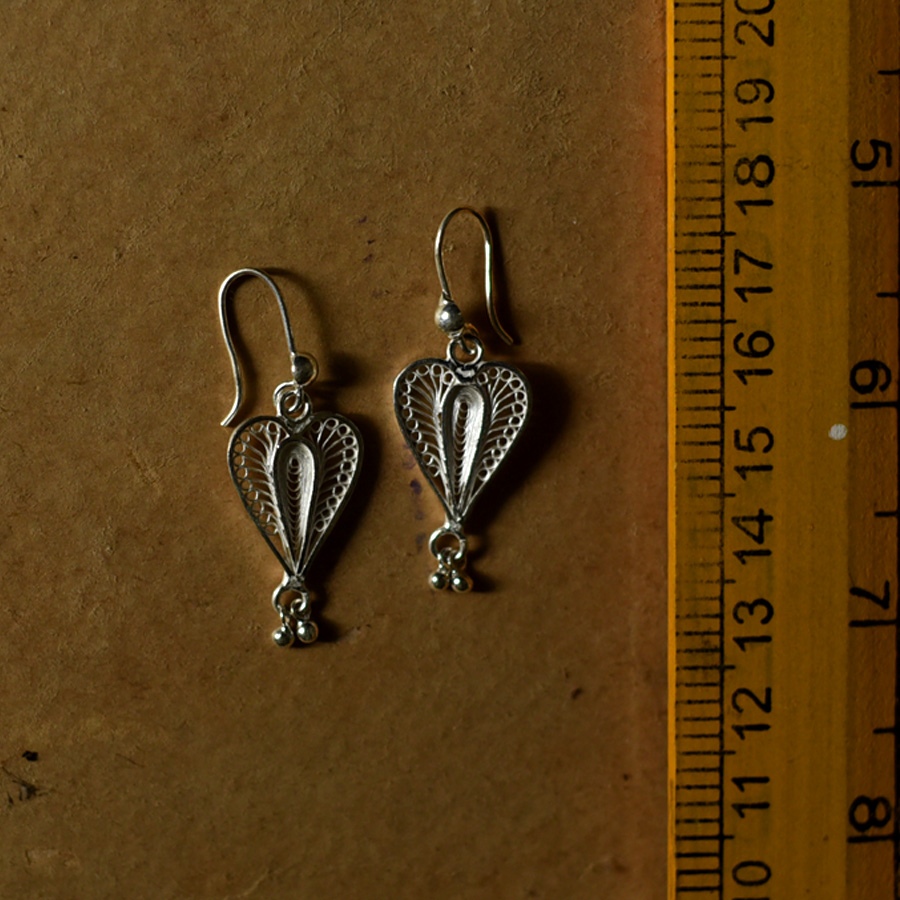 Shop Handcrafted Silver Earring - Heart Shape 