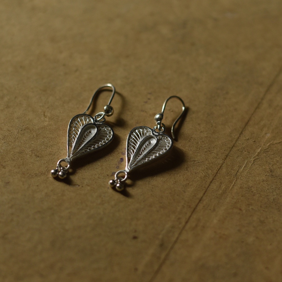 Shop Handcrafted Silver Earring - Heart Shape 