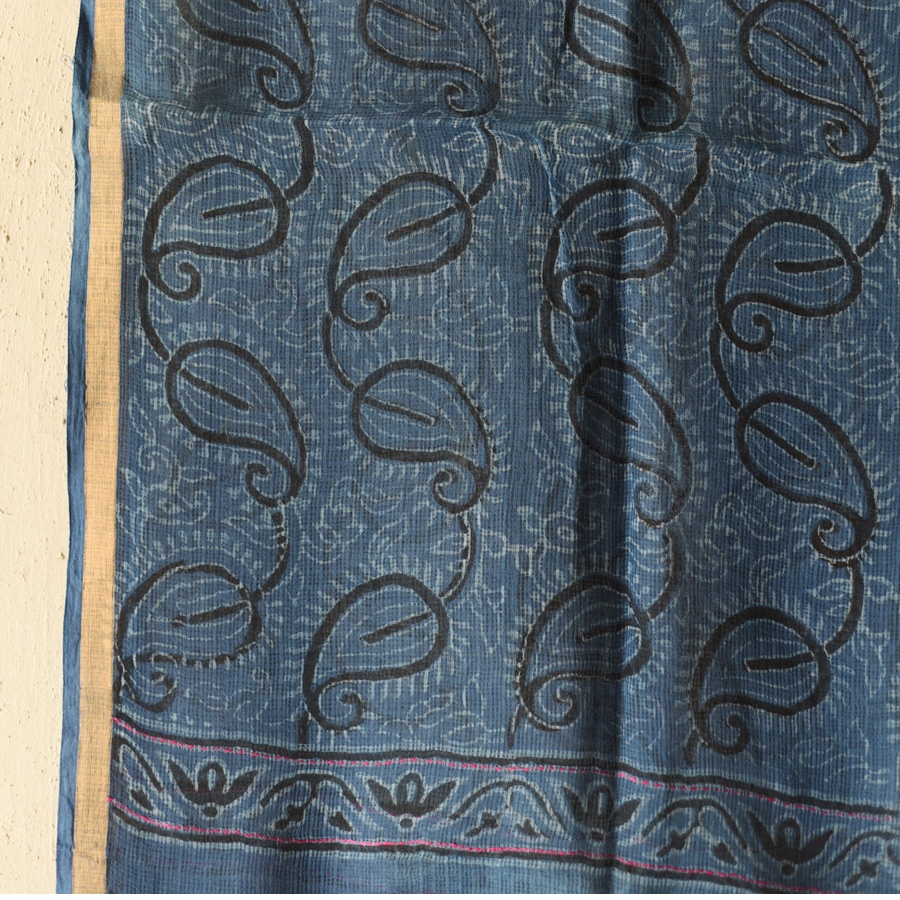 shop Block Printed Kota Cotton | Kota Doria Dupatta - Options - Yellow, Indigo, Green