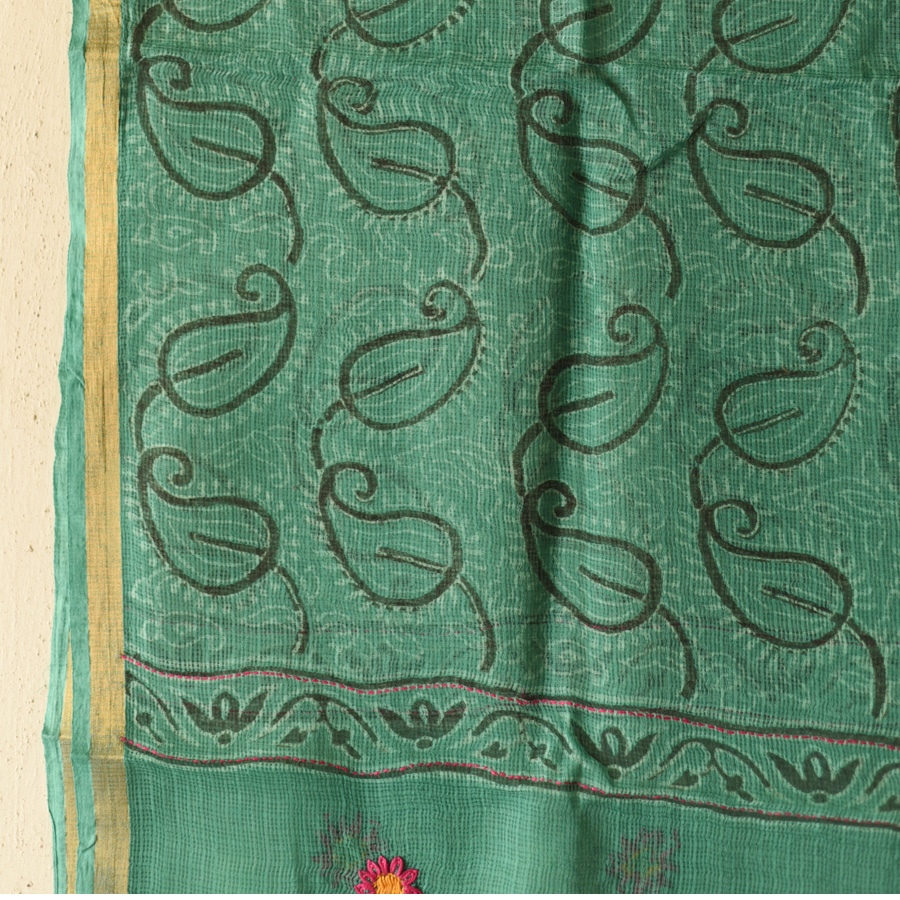 shop Block Printed Kota Cotton | Kota Doria Dupatta - Options - Yellow, Indigo, Green