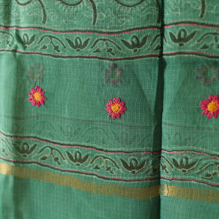 shop Block Printed Kota Cotton | Kota Doria Dupatta - Options - Yellow, Indigo, Green